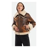 Brown Faux Fur Zip Jacket Oversize