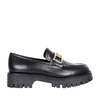 Black Leather Ilary Slip On Loafers for Women