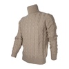 Men's Slim Fit Braided Turtleneck Camel