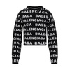 BALENCIAGA Intarsia Logo Wool Cropped Sweater for Women