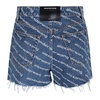 Deep Blue/White Logo Print High Waist Shorts