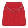 Red Tweed Mini Skirt with Removable Chain