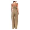 Beige Strapless Jumpsuit Wide-leg