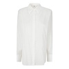 White Semi-Transparent Shirt with Straight Collar