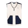 Cozy Fleece Vest Jacket Cream/Navy