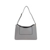 Grey Leather Shoulder Bag with Gold Hardware