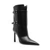 Black Leather Boots with Buckle Closure and Stiletto Heel