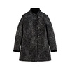 Black Geometric Wool Blend Coat