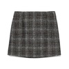 Windowpane Check Wool Blend Skirt