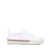 White Stripe-Trim Lace-Up Sneakers