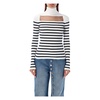 Striped Turtleneck Sweater White Navy