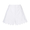 Embroidered Cotton Shorts with Scalloped Hem