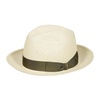 White Straw Panama Hat with Logo Band