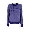 Purple Spotted Sweater with Text - Stress + Rhinestones