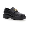 Black Loafers With Logo Plate In Leather Woman