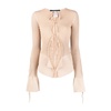 Ribbed Nude Sweater with Cut-Outs and Coordinated Ties