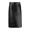 Black Leather Logo-Plaque Skirt