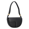 Black Leather Shoulder Bag Half-Moon Shape