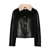 Faux Leather Shearling Trim Jacket