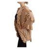 Beige Ruffle Open Front Cardigan Sweater