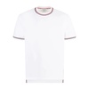 White Cotton T-Shirt with Ribbed Trims