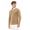 Beige V-Neck Modal Sweater