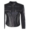 Black Leather Jacket Crew Neckline