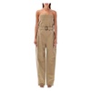 Beige Strapless Jumpsuit Wide-leg