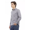 Gray Cotton Slim Shirt with Italian Collar