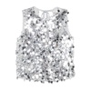 Silver Sequin Sleeveless Crew Neck Top