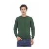 Green Cotton Sweater with Logo Insert