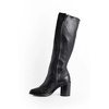 Black Leather Tabi Boots with Geometric Heel