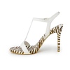 White Leather Stiletto Sandals with Bow