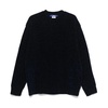 Blue Ribbed Knit Crew Neck Sweater