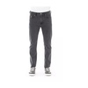 Gray Cotton Jeans  Pant with Logo Button