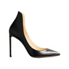 Black Leather Closed Heel Pumps