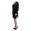 Elegant Sheer Blouson Dress in Black Silk