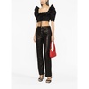 Black Cropped Top with Ruffled Square Neckline