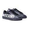 Black Logo Print Leather Sneakers