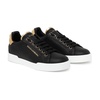 Portofino Sneakers In Black Leather With Logo Pearl