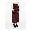 Printed Mesh Long Skirt in Red