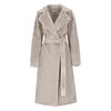 Grey Synthetic Leather Coat with Peak Lapel