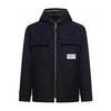 Blue Wool Hooded Jacket with Zip