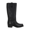 Black Leather Pull-On Boots with Woven Details