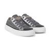 Beaded leather-trimmed canvas sneakers