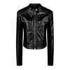 Black Leather Jacket with Zipper