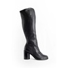 Black Leather Tabi Boots with Geometric Heel