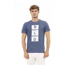 Blue Front Print Cotton T-Shirt