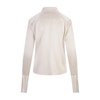 White Silk Satin Shirt with Bow