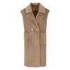 Brown Sleeveless Coat with Stud Buttons